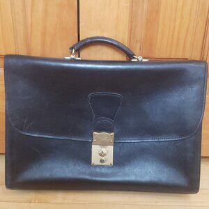 Vintage Schlesinger Brothers Black Genuine Leather Briefcase Attache Lawyer